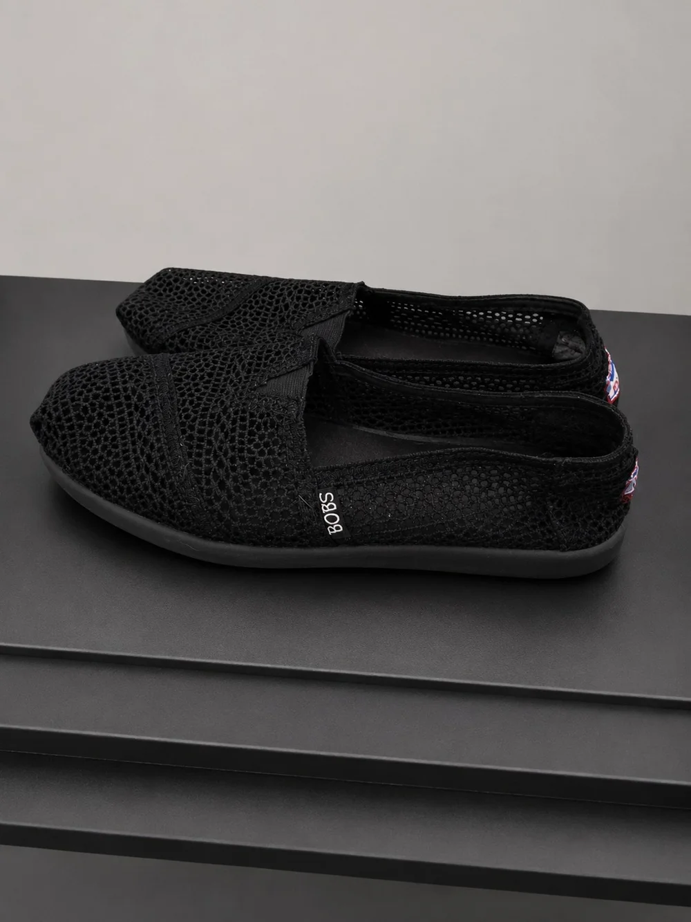 BOBS from Skechers Black Knit Flats Slip On